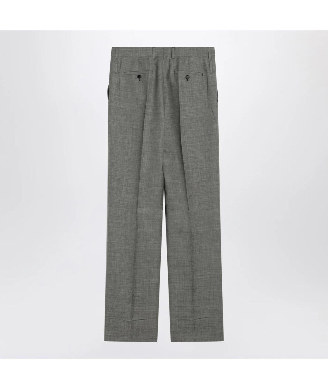 PRADA Серые шерстяные прямые брюки, фото 2