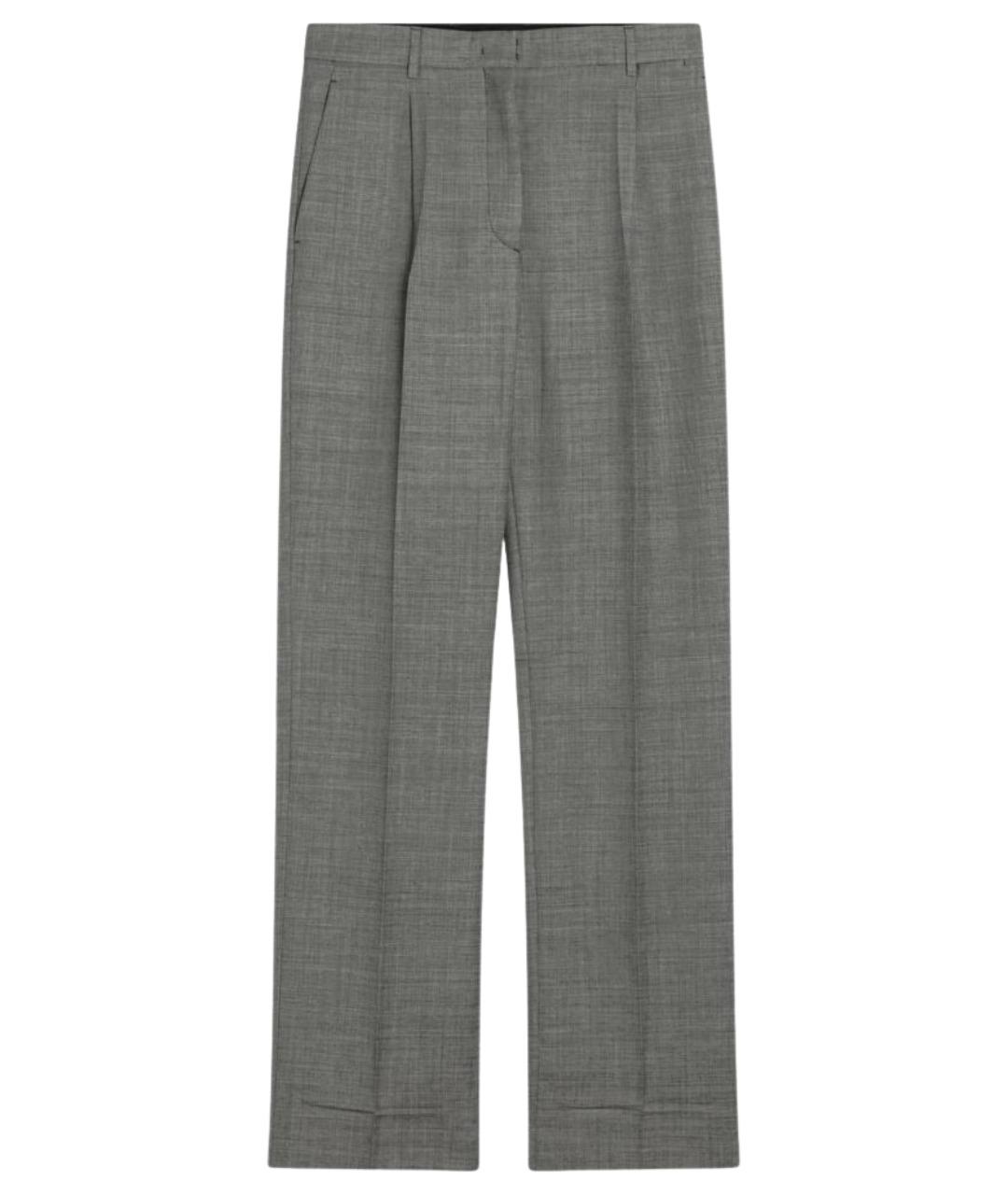 PRADA Серые шерстяные прямые брюки, фото 1