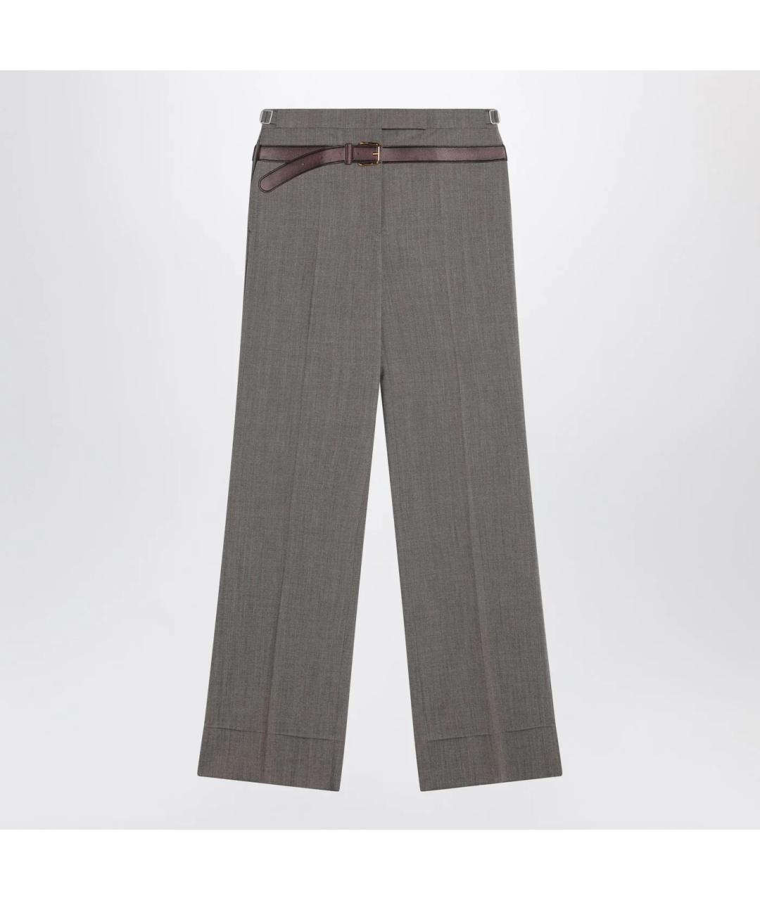 PRADA Серые шерстяные брюки широкие, фото 3