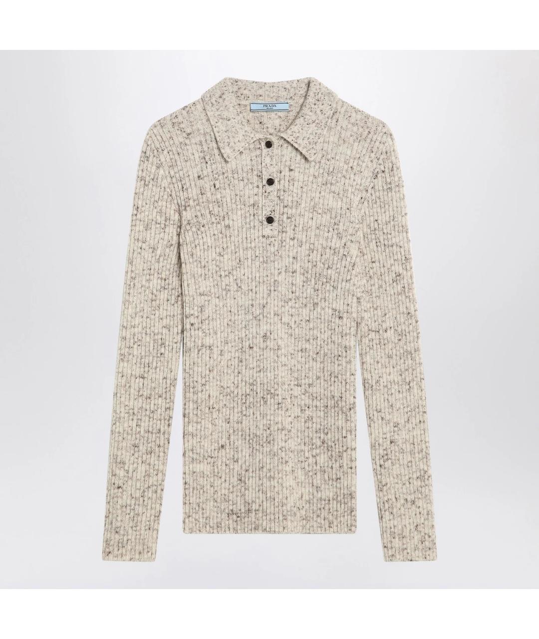 PRADA Бежевый шерстяной джемпер / свитер, фото 3