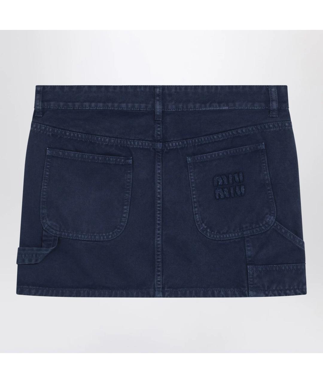 MIU MIU Синяя хлопковая юбка мини, фото 2