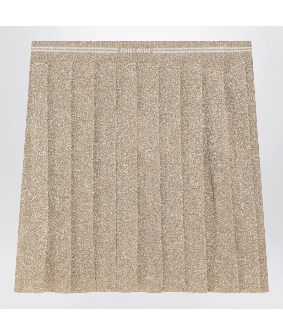 MIU MIU Бежевая вискозная юбка мини, фото 3