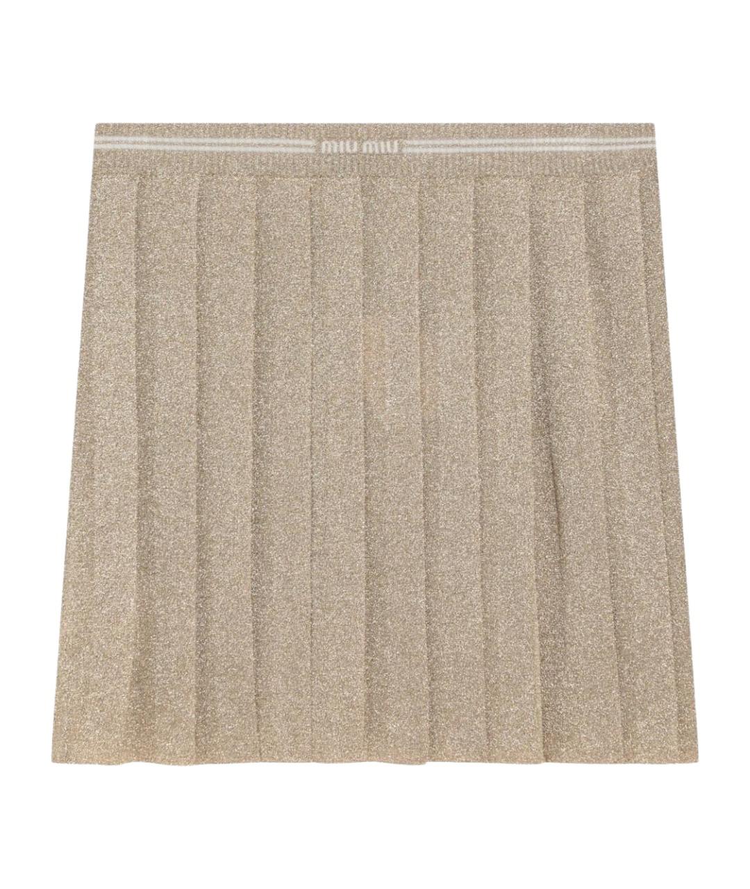 MIU MIU Бежевая вискозная юбка мини, фото 1