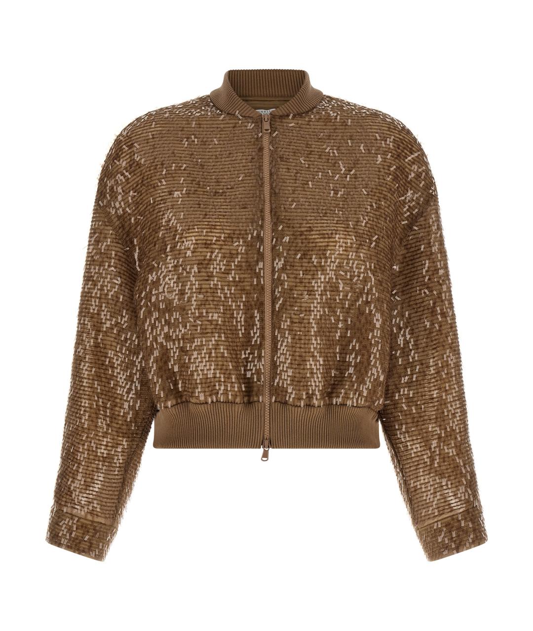 BRUNELLO CUCINELLI Коричневый шелковый кардиган, фото 1