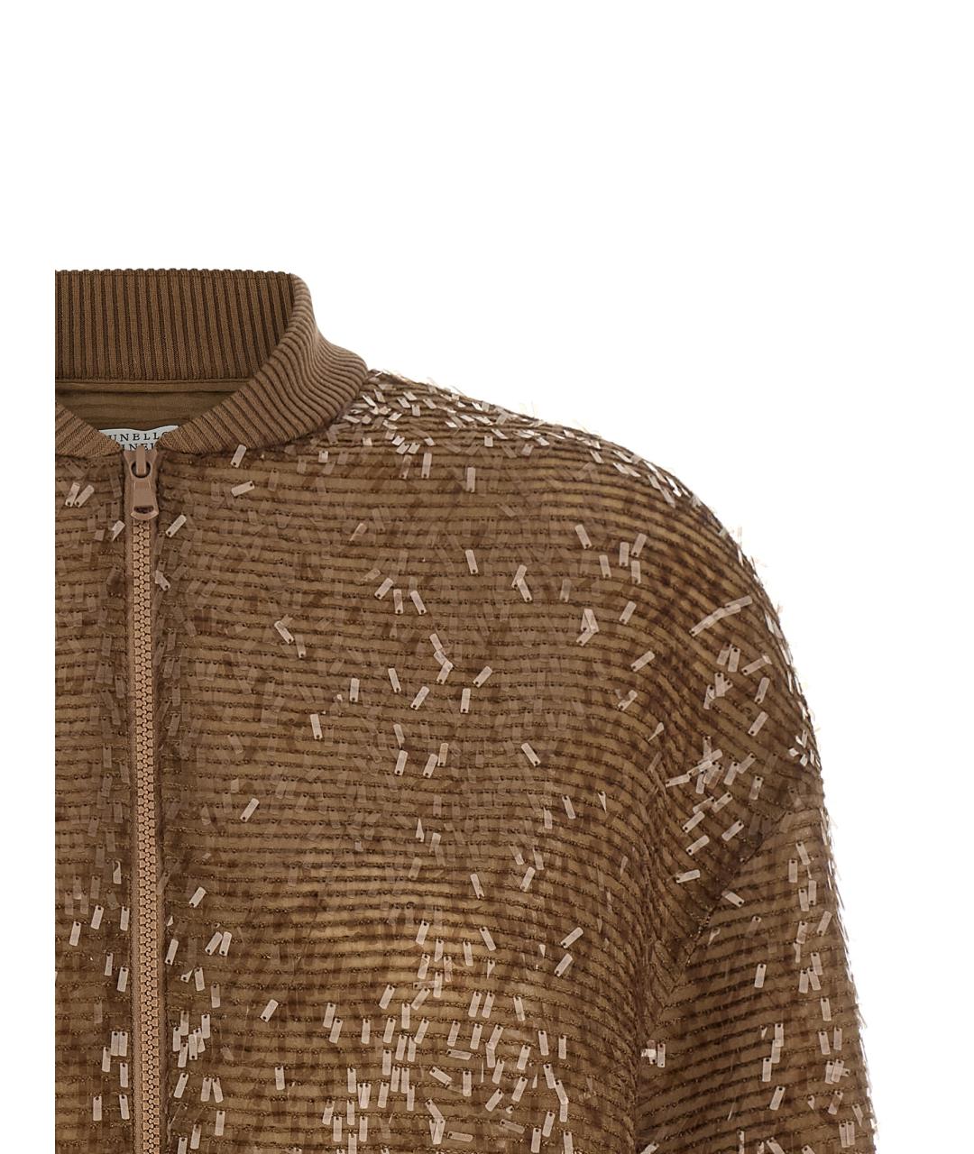 BRUNELLO CUCINELLI Коричневый шелковый кардиган, фото 3