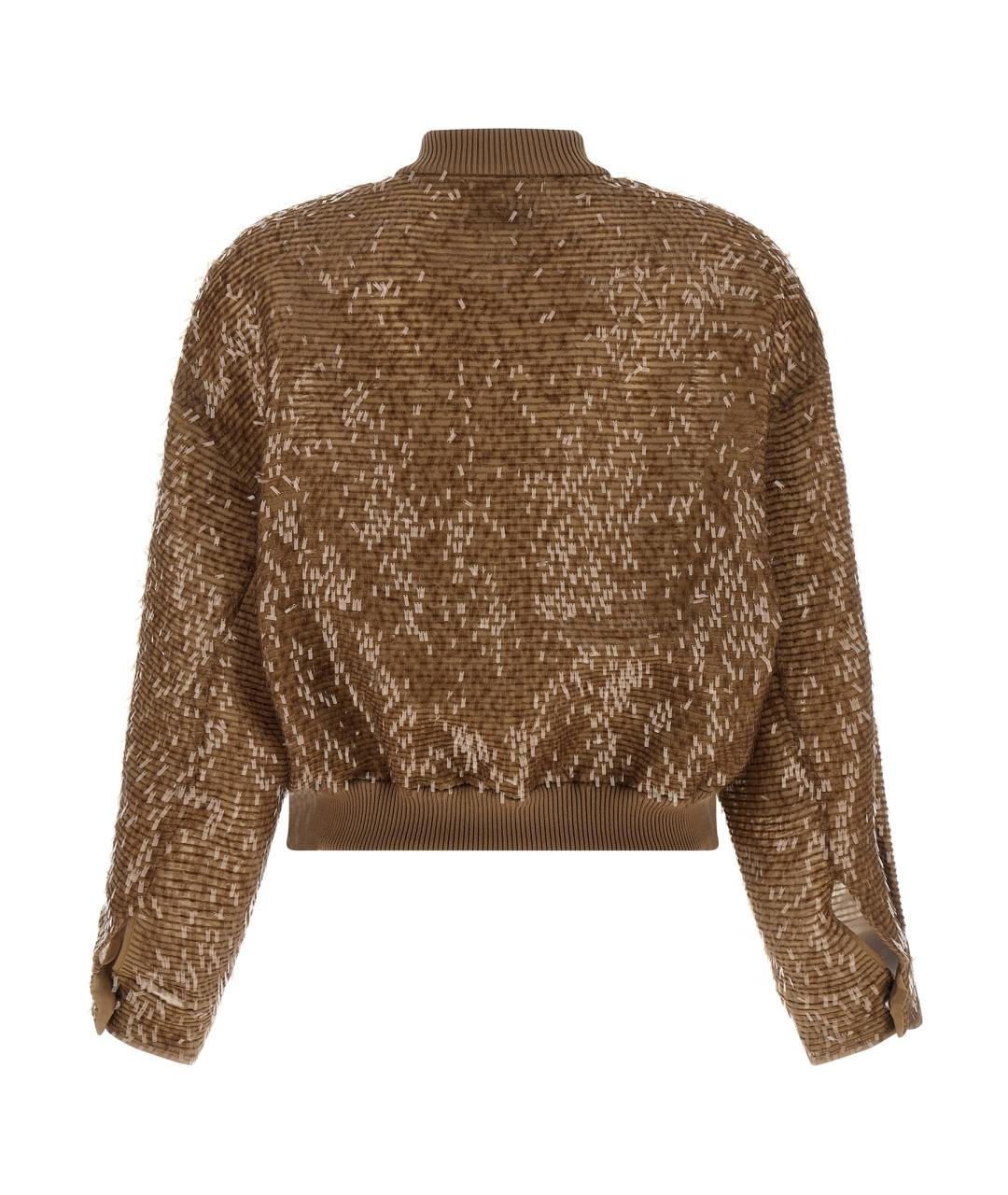 BRUNELLO CUCINELLI Коричневый шелковый кардиган, фото 2