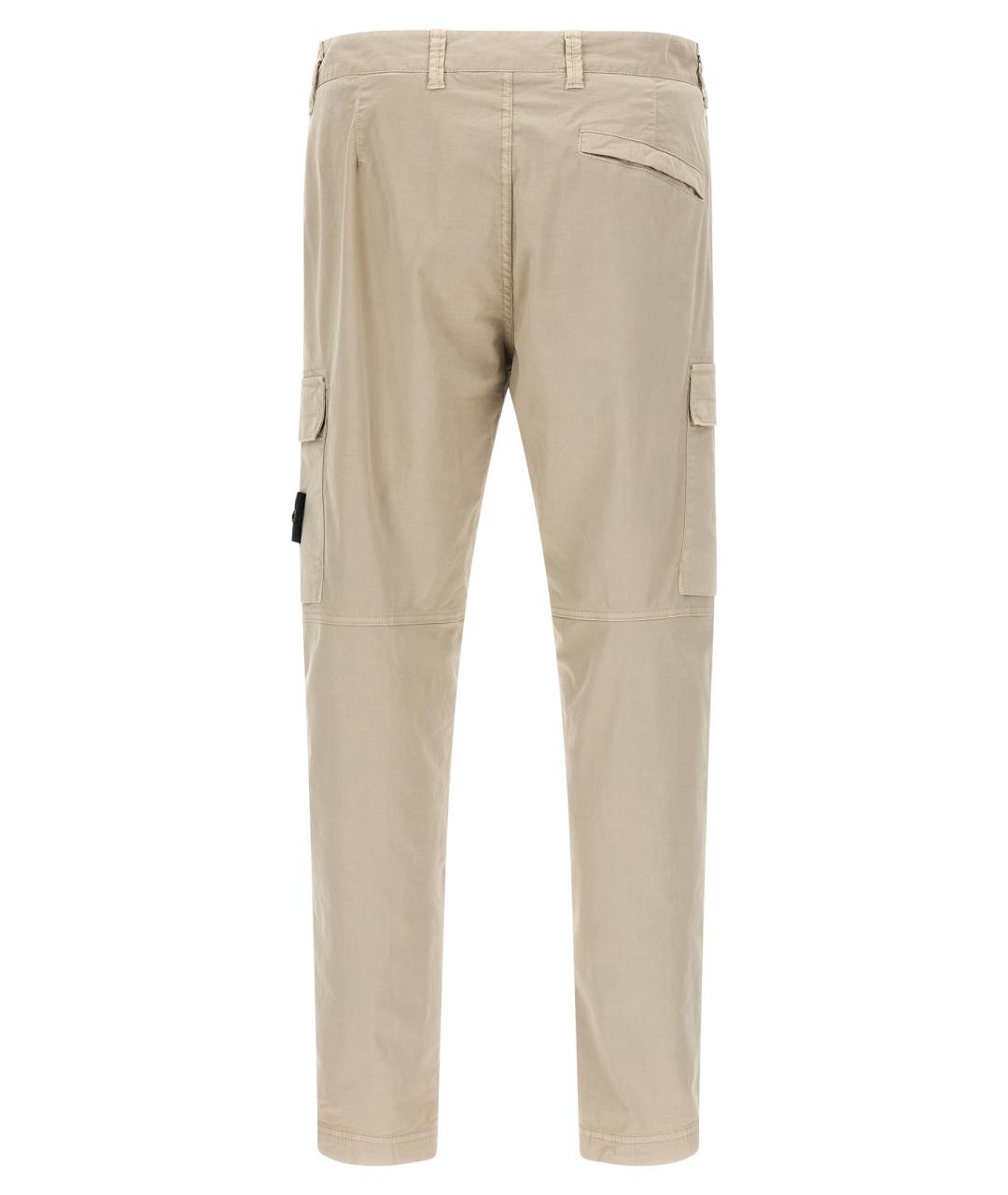 STONE ISLAND Бежевые хлопковые повседневные брюки, фото 2