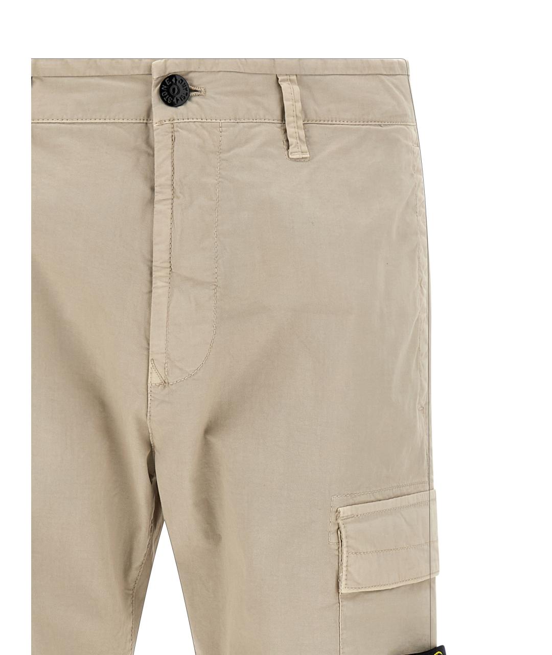 STONE ISLAND Бежевые хлопковые повседневные брюки, фото 3