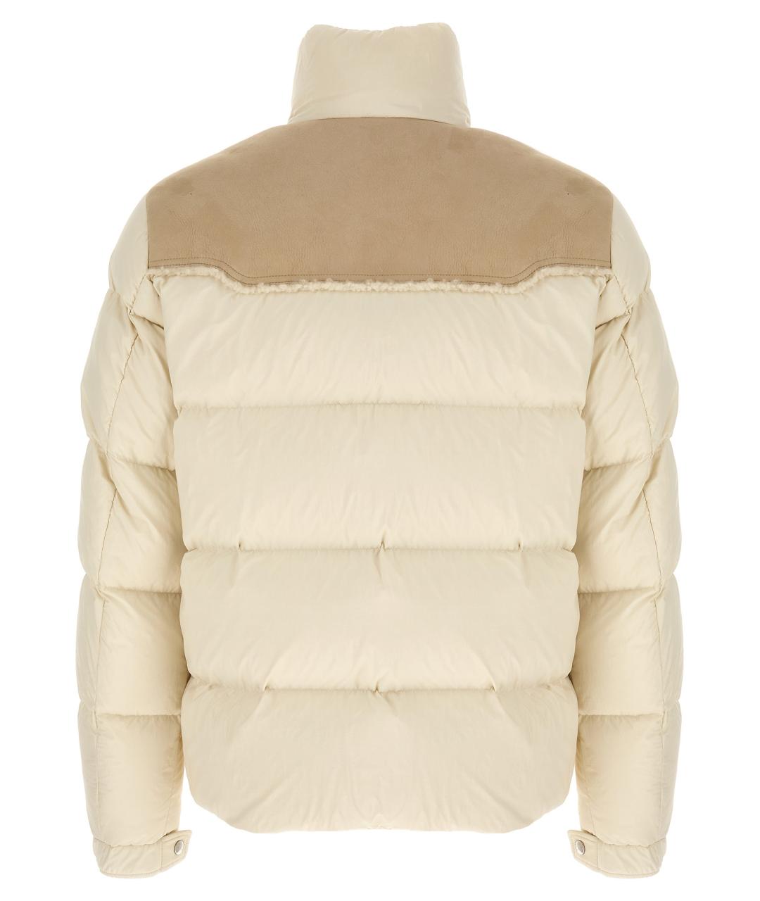 MONCLER Бежевый полиамидовый пуховик, фото 2