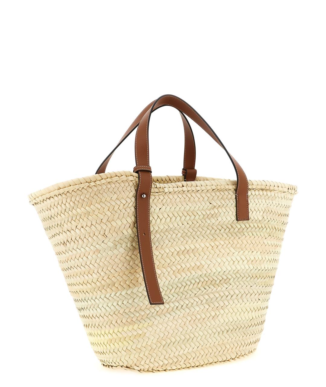 LOEWE Бежевая пелетеная сумка тоут, фото 2