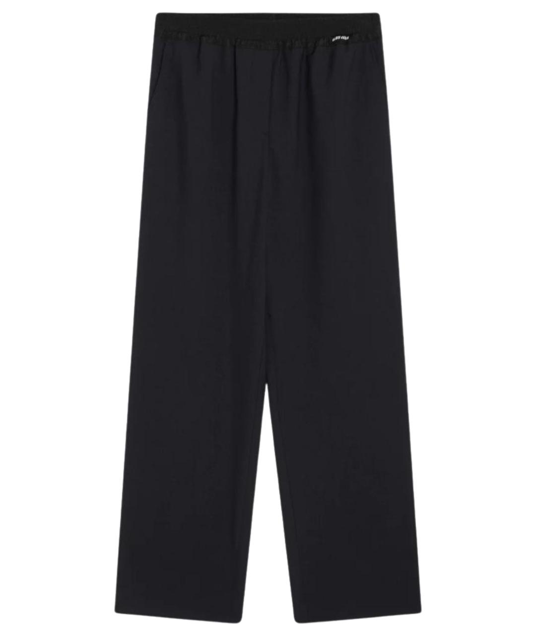 MIU MIU Темно-синие шерстяные прямые брюки, фото 1