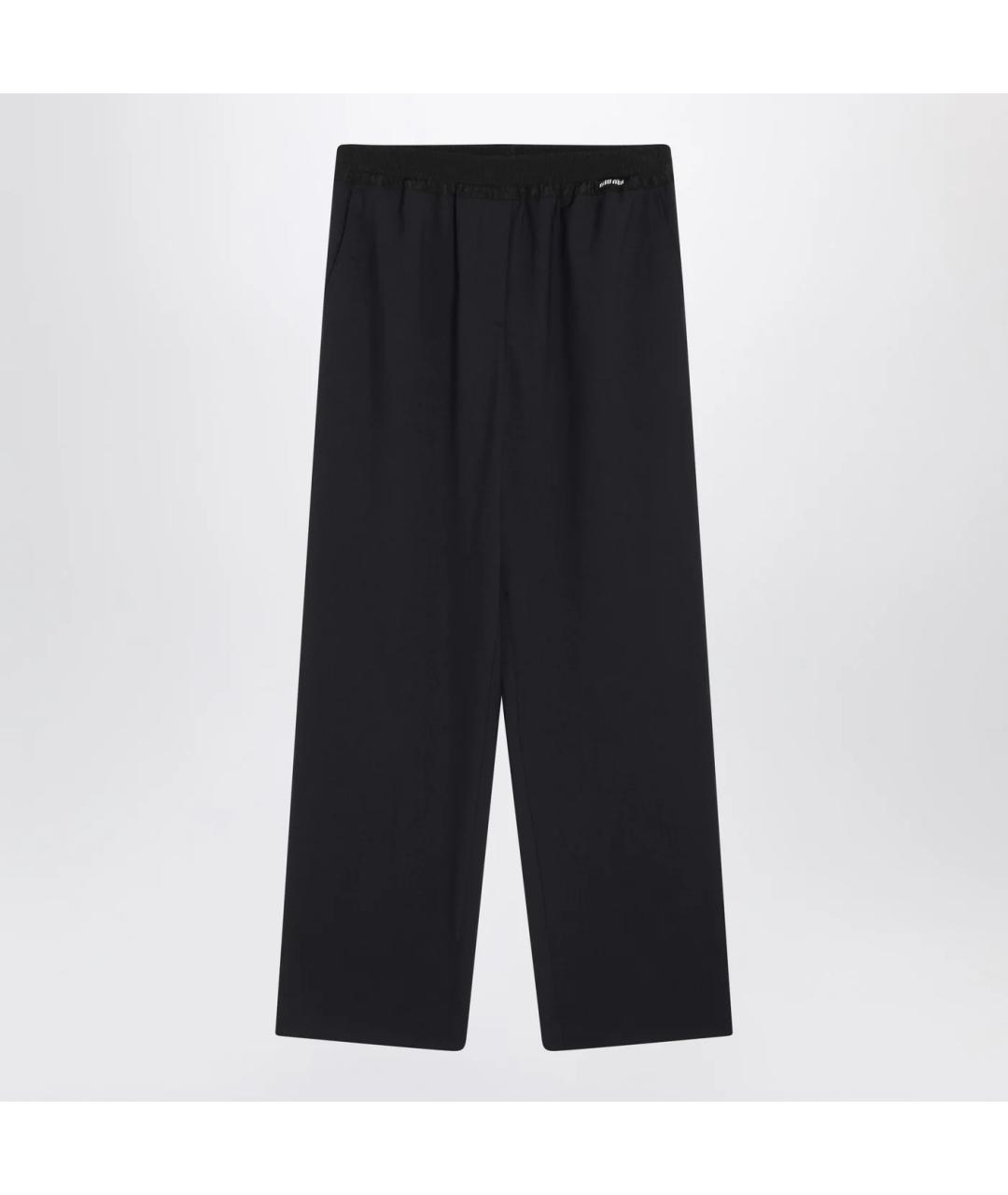 MIU MIU Темно-синие шерстяные прямые брюки, фото 3