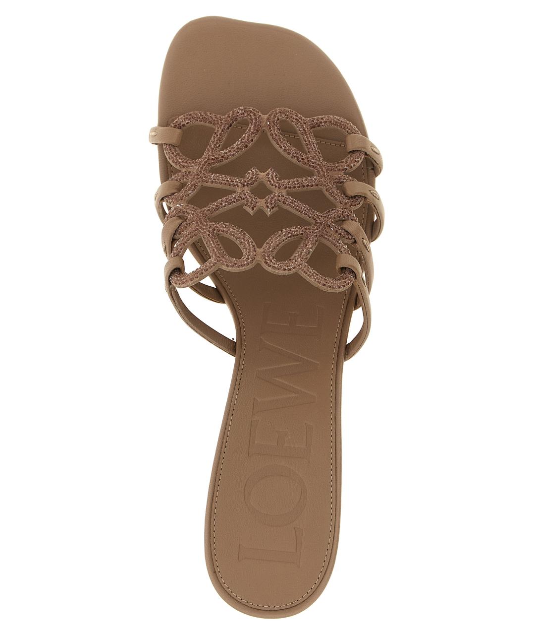 LOEWE Коричневые кожаные босоножки, фото 4