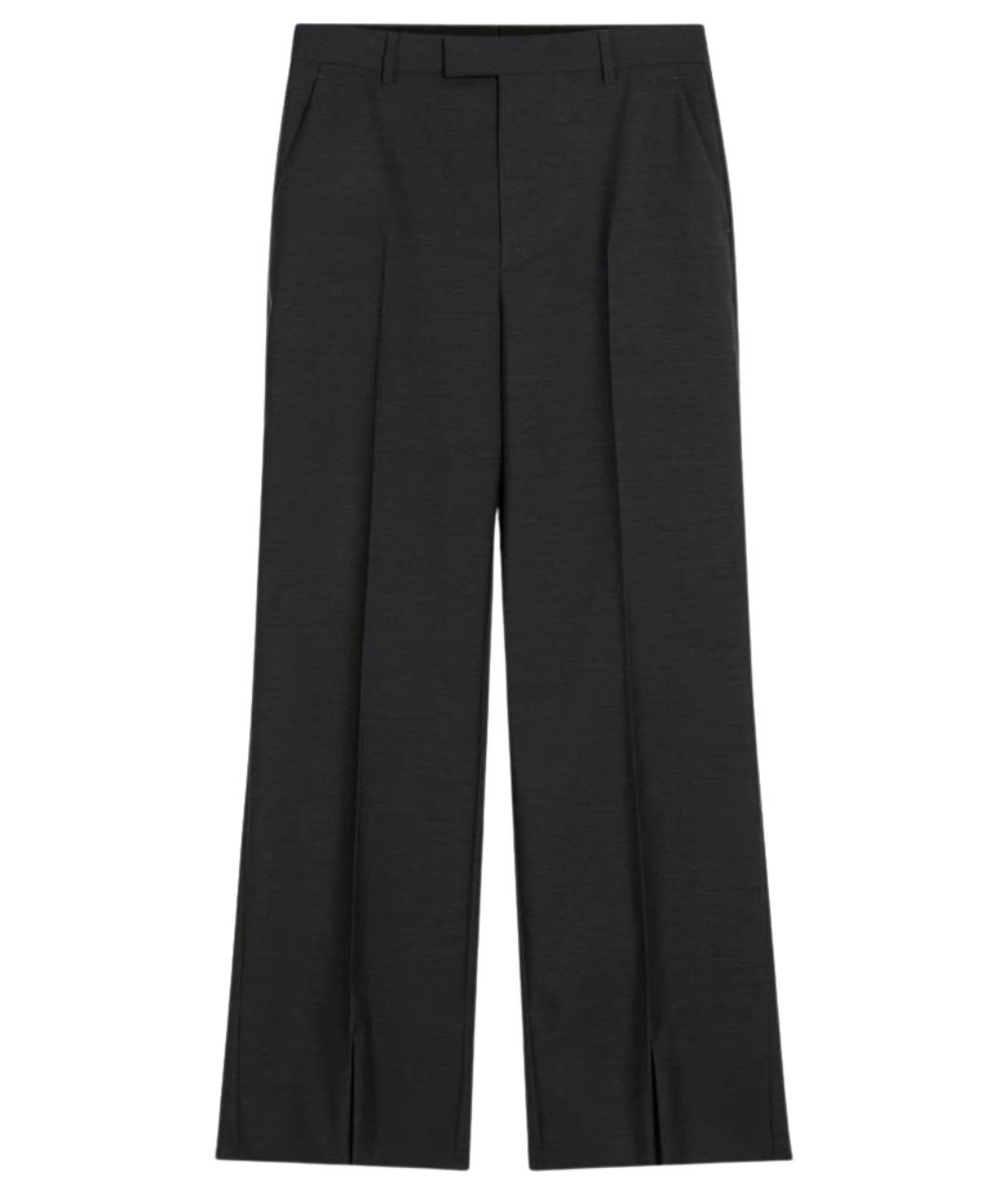GUCCI Антрацитовые шерстяные прямые брюки, фото 1