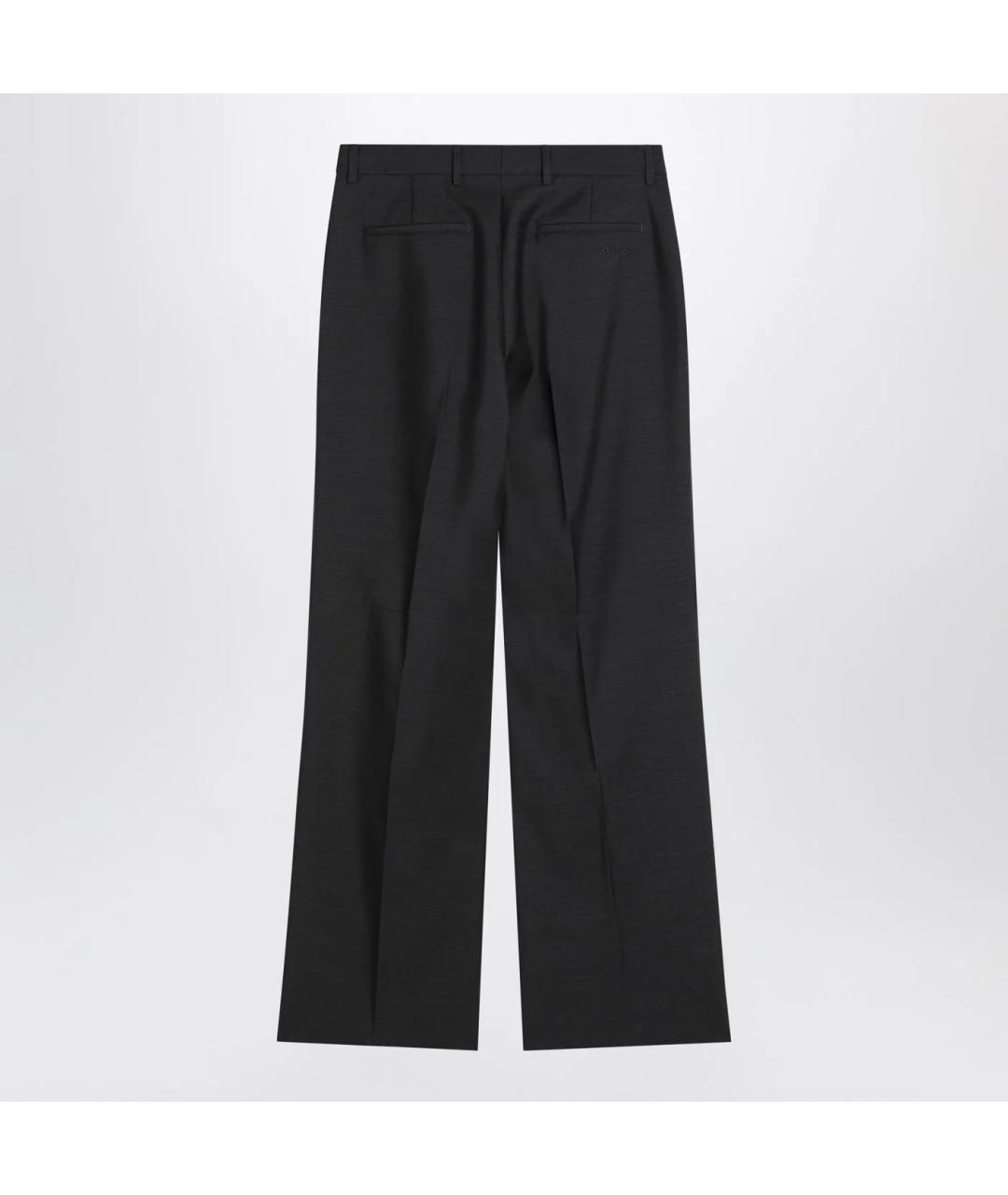 GUCCI Антрацитовые шерстяные прямые брюки, фото 2