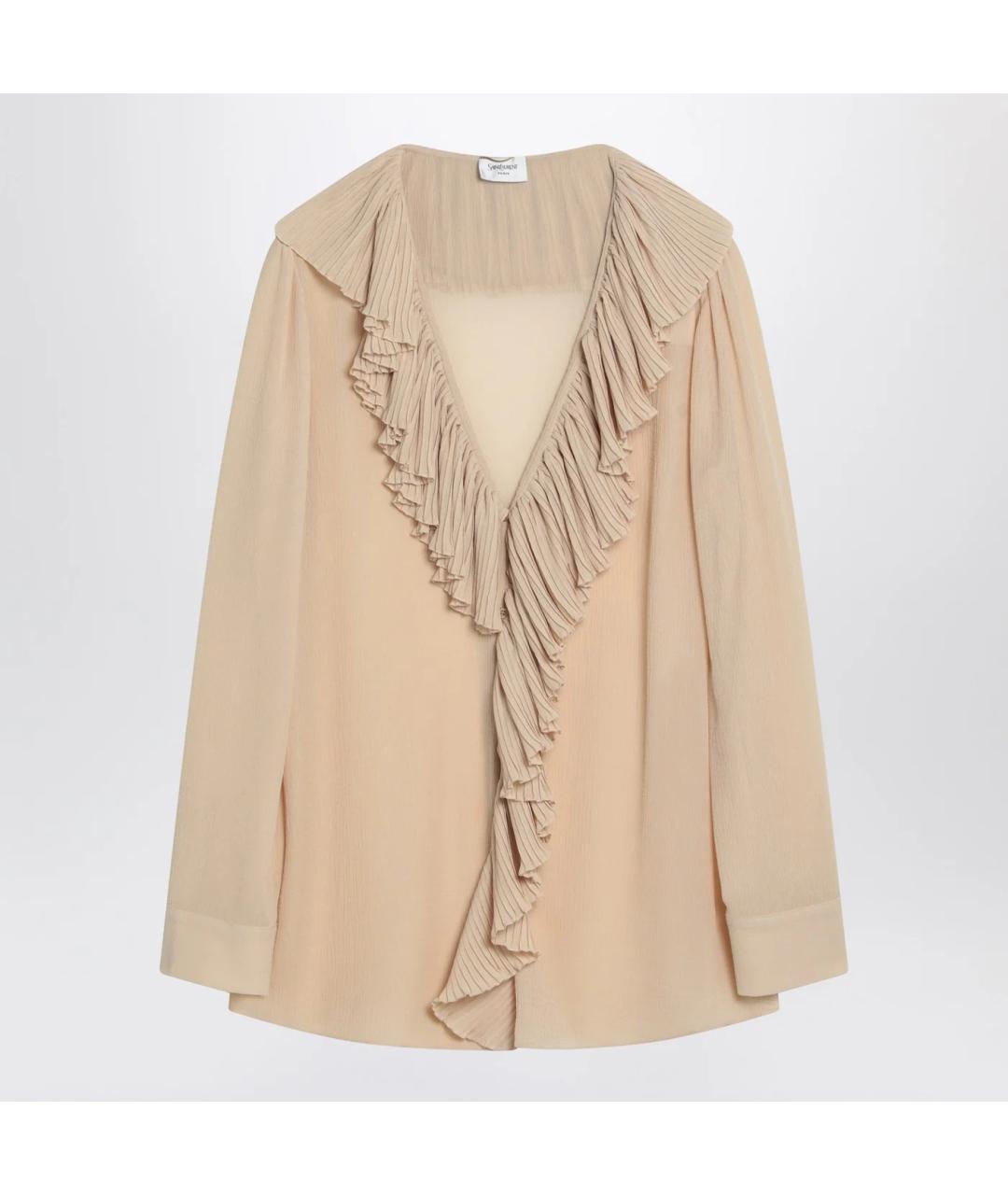 SAINT LAURENT Бежевая шелковая блузы, фото 3