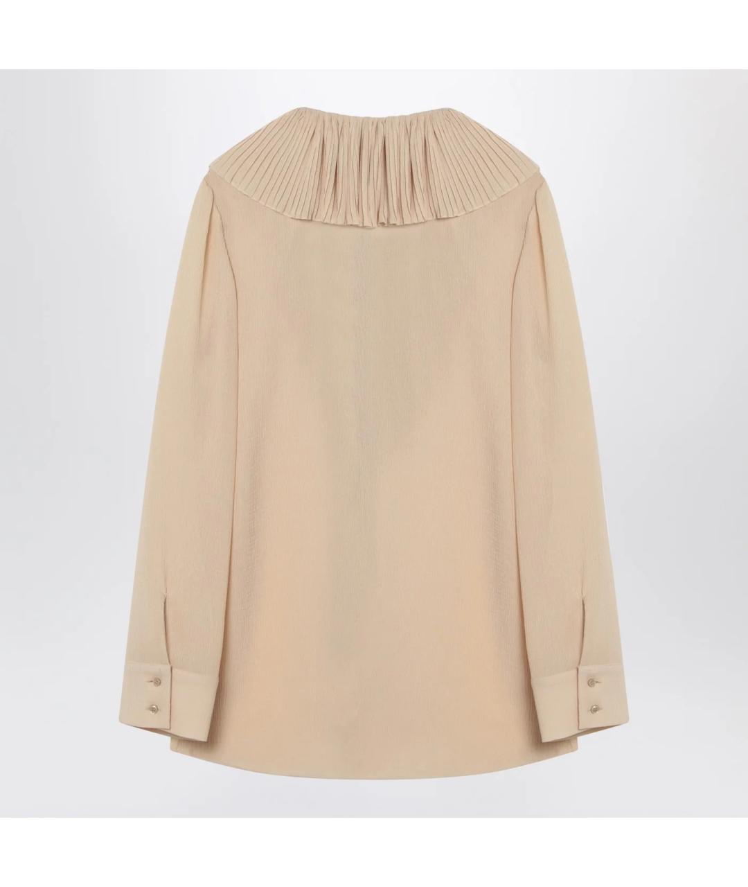 SAINT LAURENT Бежевая шелковая блузы, фото 2