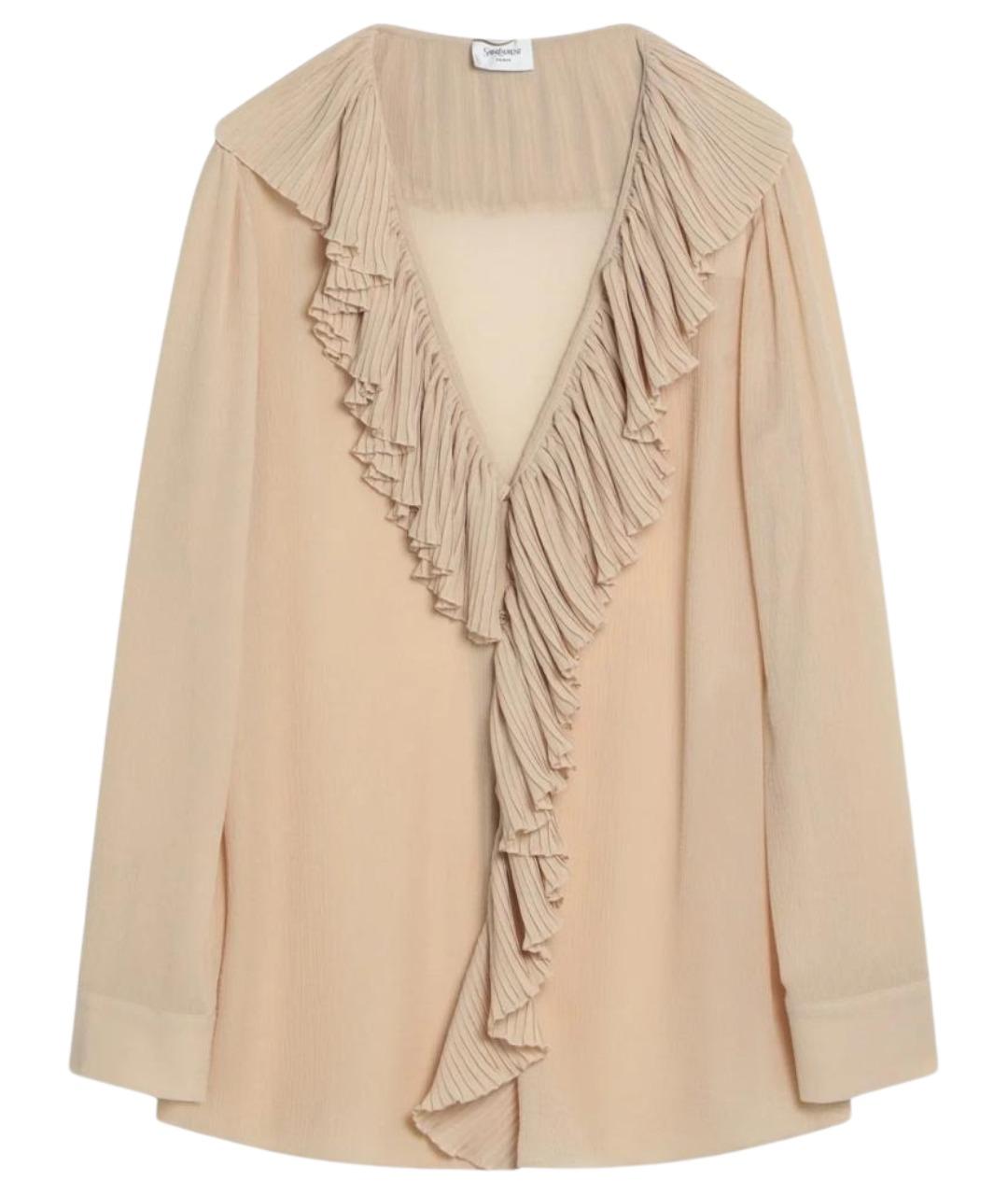 SAINT LAURENT Бежевая шелковая блузы, фото 1