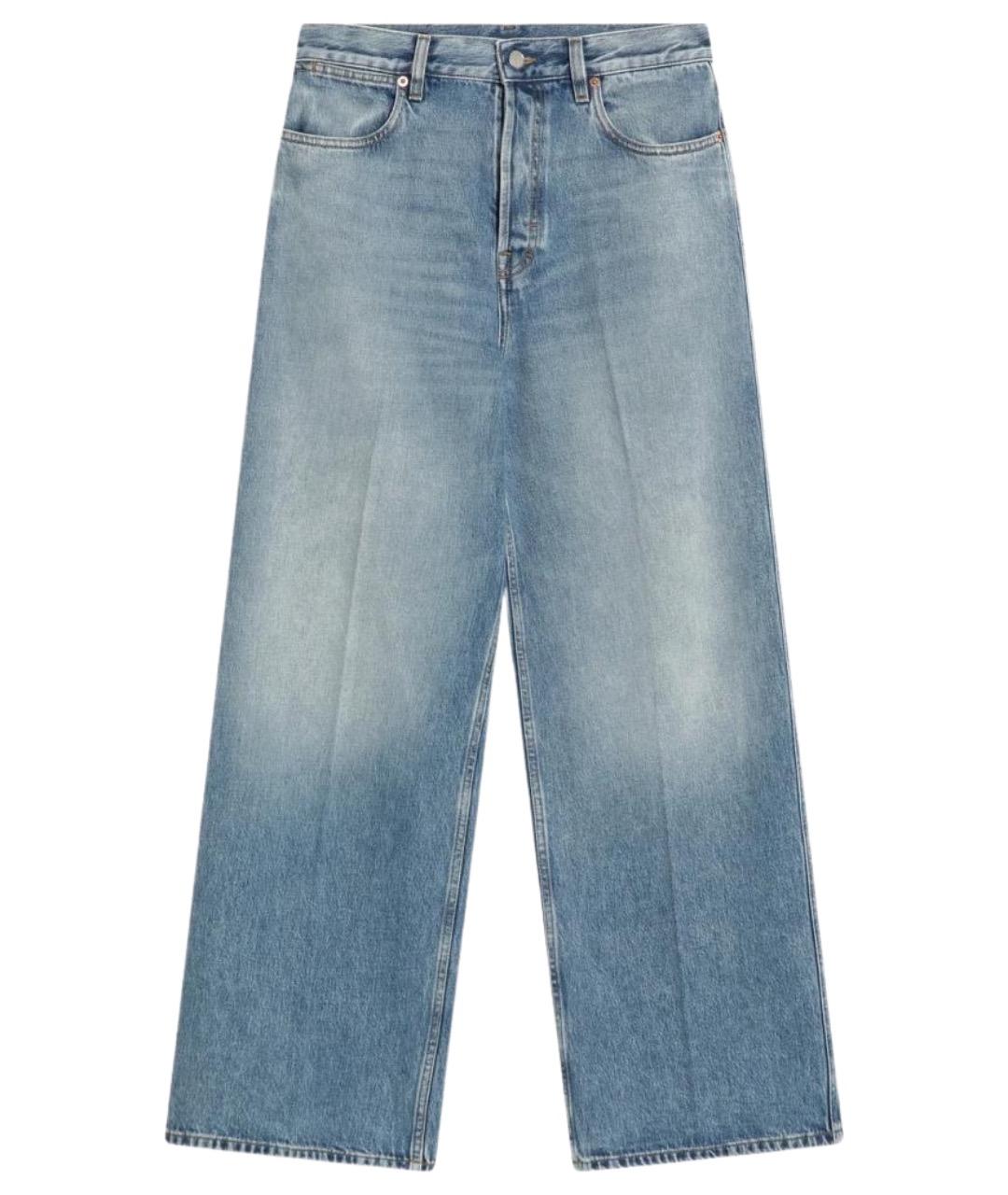 GUCCI Голубые хлопковые прямые джинсы, фото 1