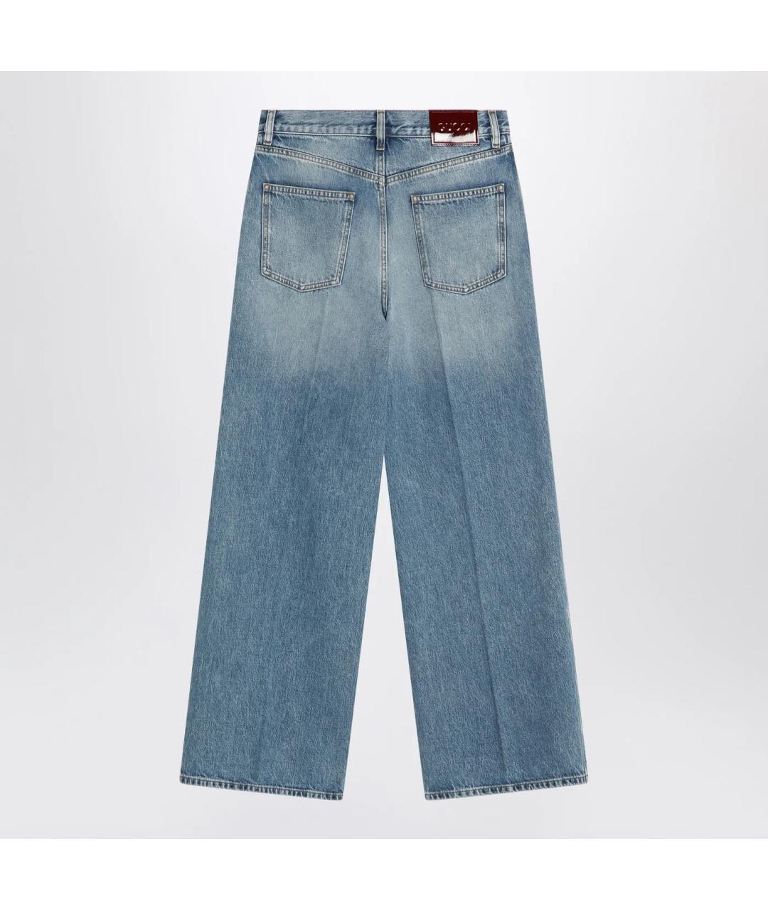 GUCCI Голубые хлопковые прямые джинсы, фото 2