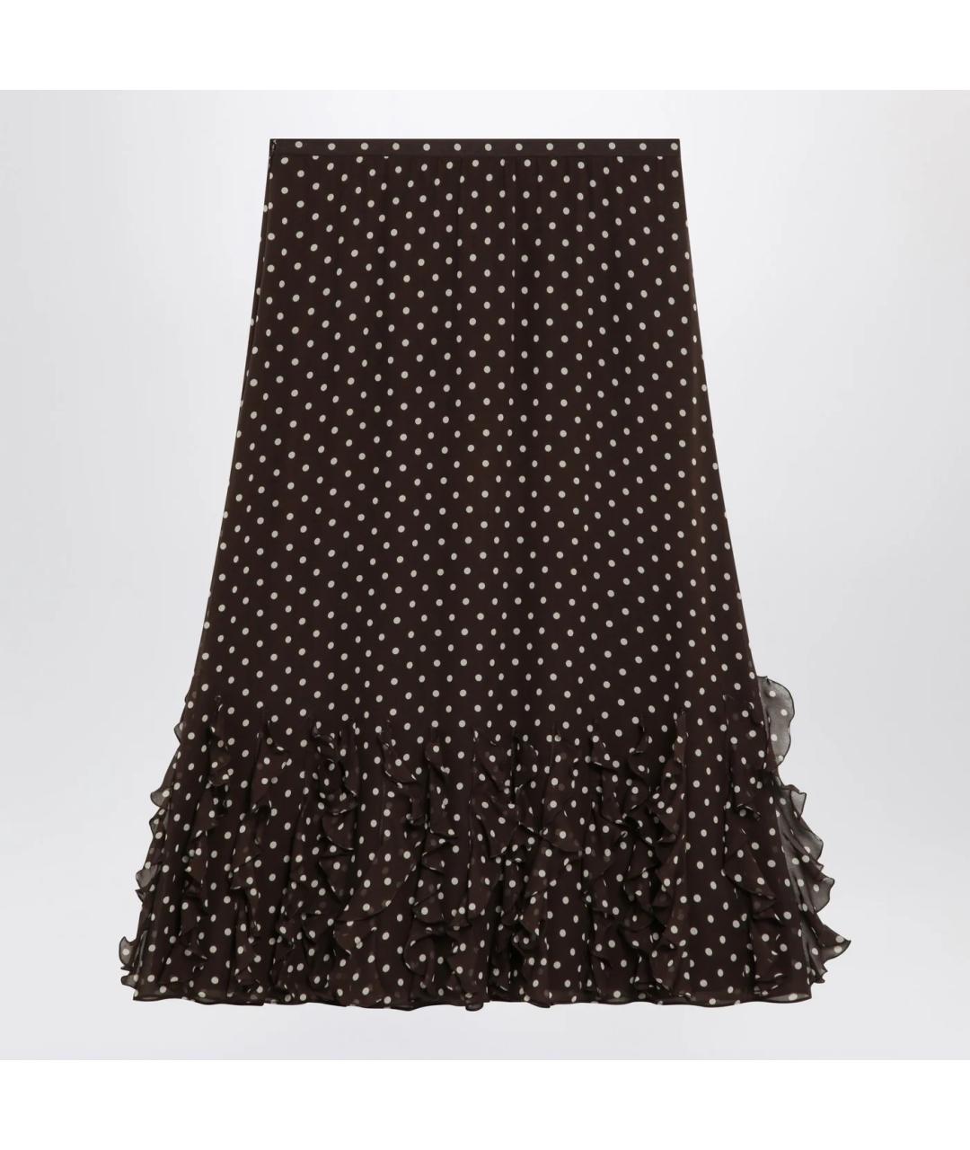 VALENTINO Коричневая шелковая юбка миди, фото 2