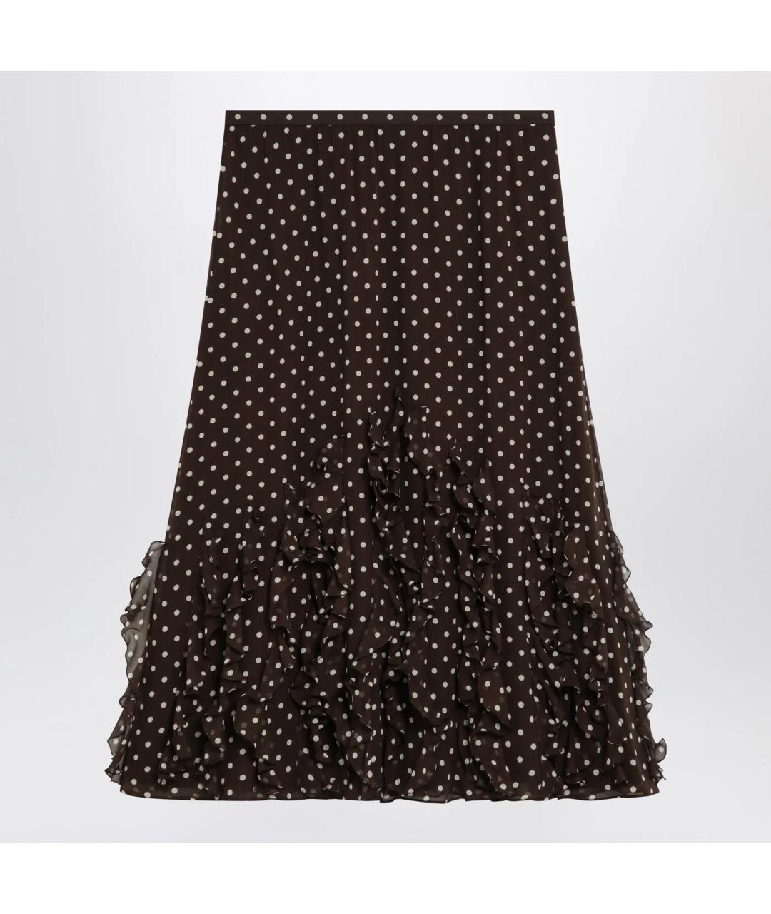 VALENTINO Коричневая шелковая юбка миди, фото 3