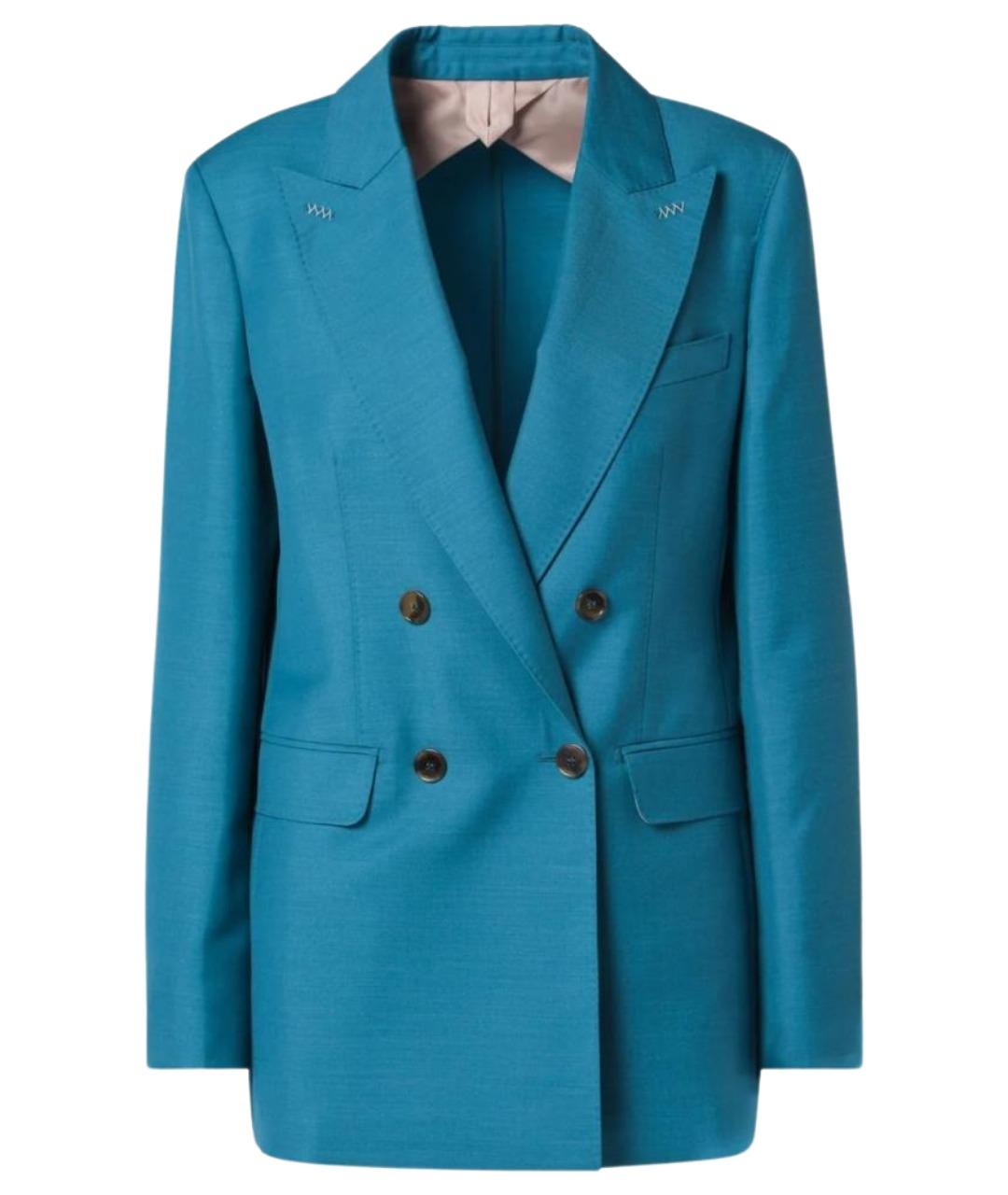 MAX MARA Бирюзовый шерстяной жакет/пиджак, фото 1