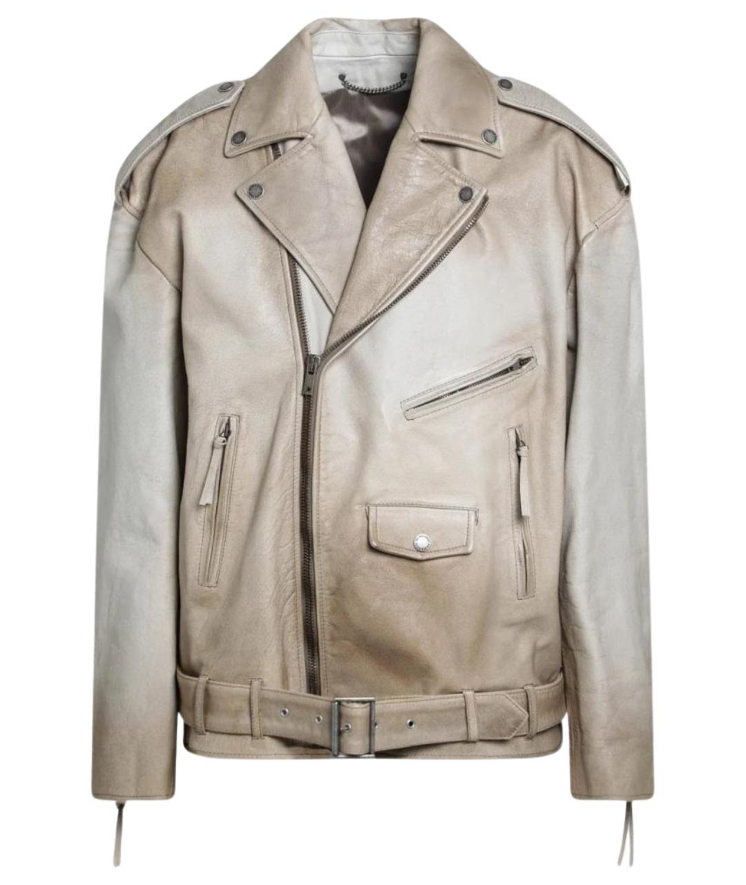 GOLDEN GOOSE DELUXE BRAND Бежевая кожаная куртка, фото 1