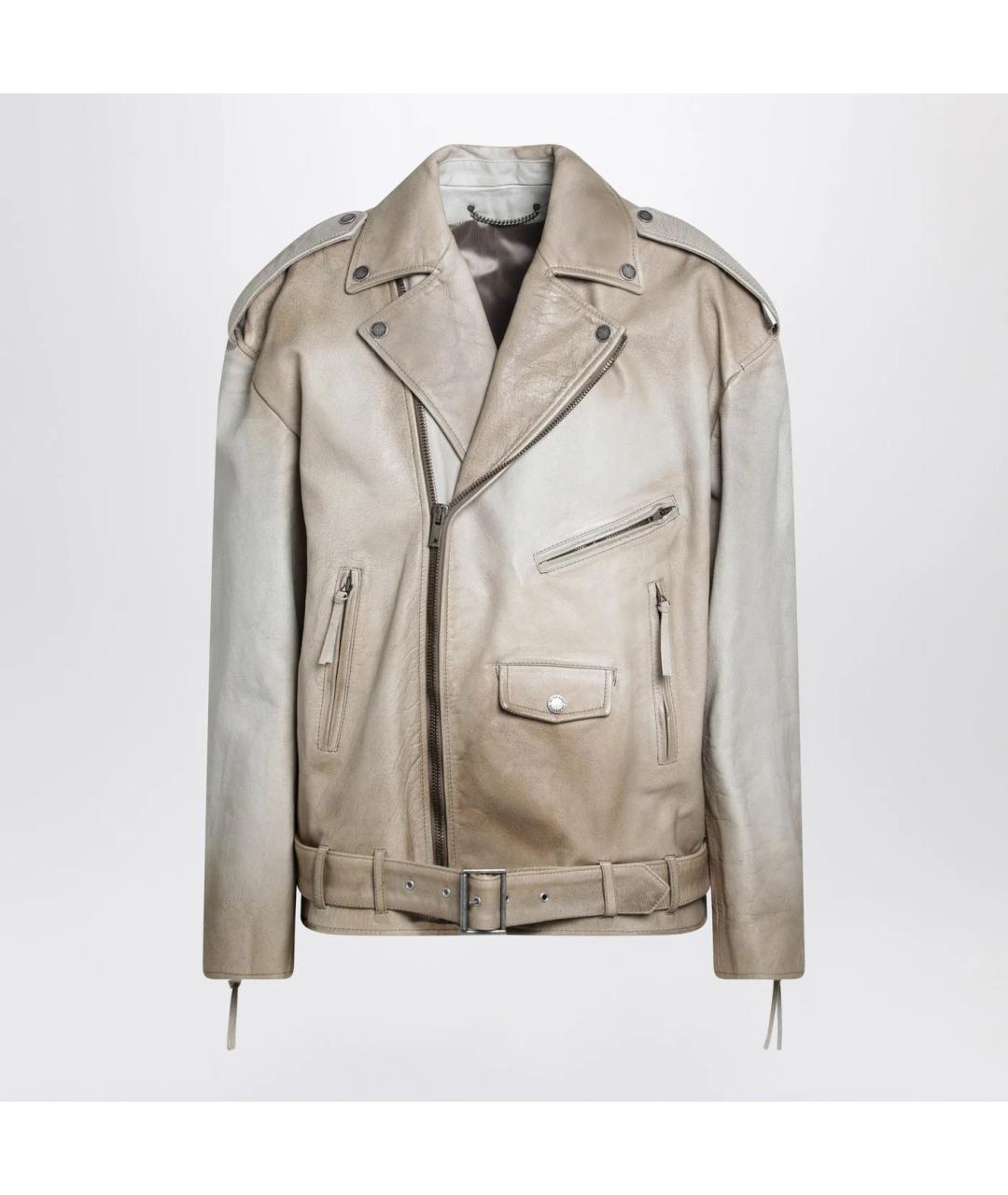 GOLDEN GOOSE DELUXE BRAND Бежевая кожаная куртка, фото 3