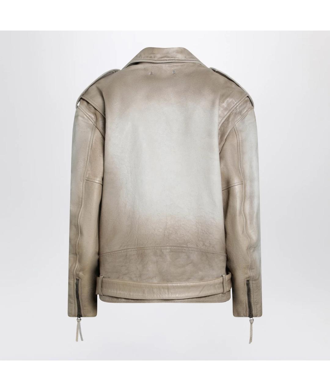 GOLDEN GOOSE DELUXE BRAND Бежевая кожаная куртка, фото 2