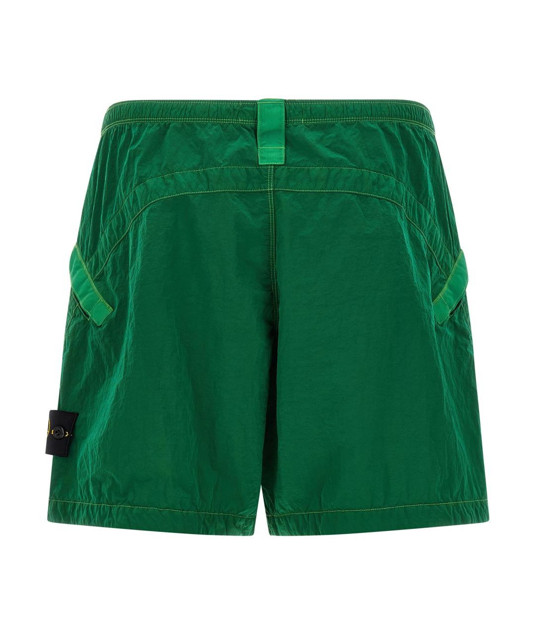 STONE ISLAND Зеленые полиамидовые шорты, фото 2