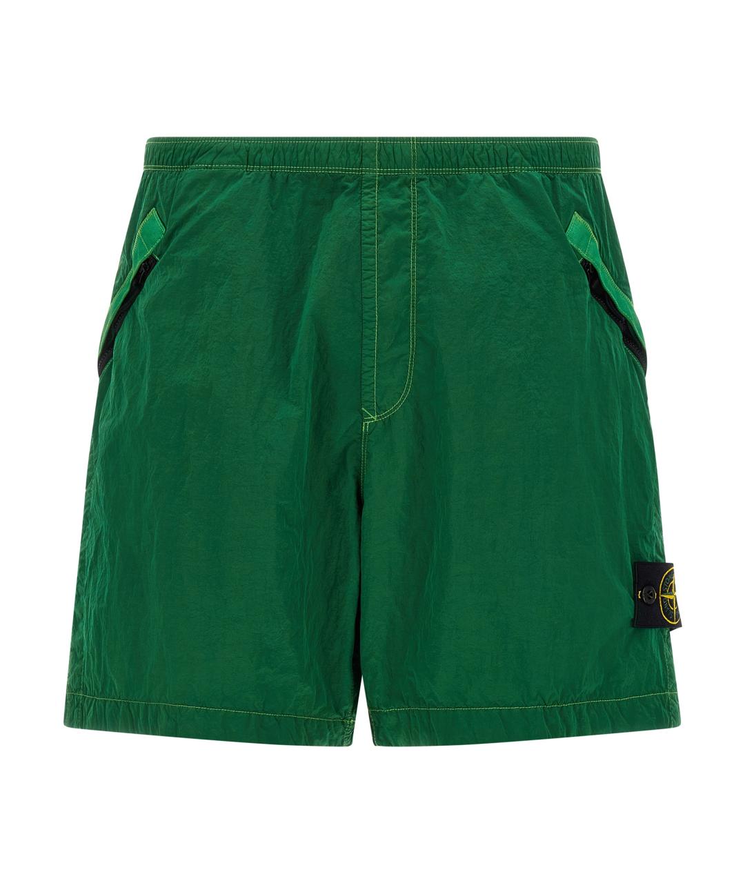 STONE ISLAND Зеленые полиамидовые шорты, фото 1