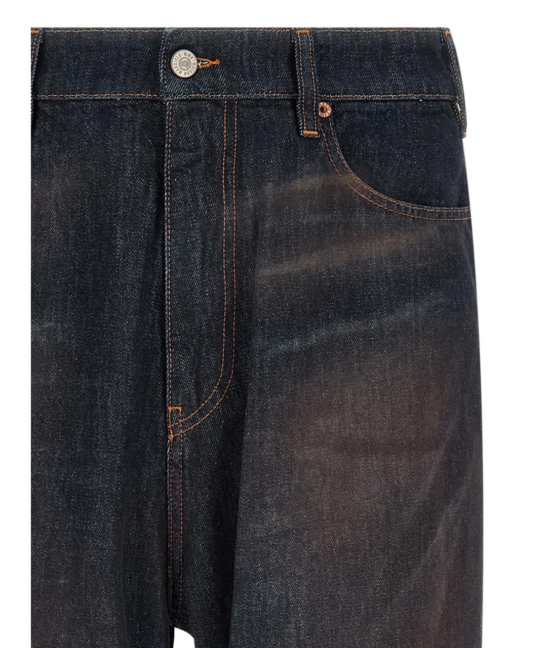 MM6 MAISON MARGIELA Синие хлопковые прямые джинсы, фото 3