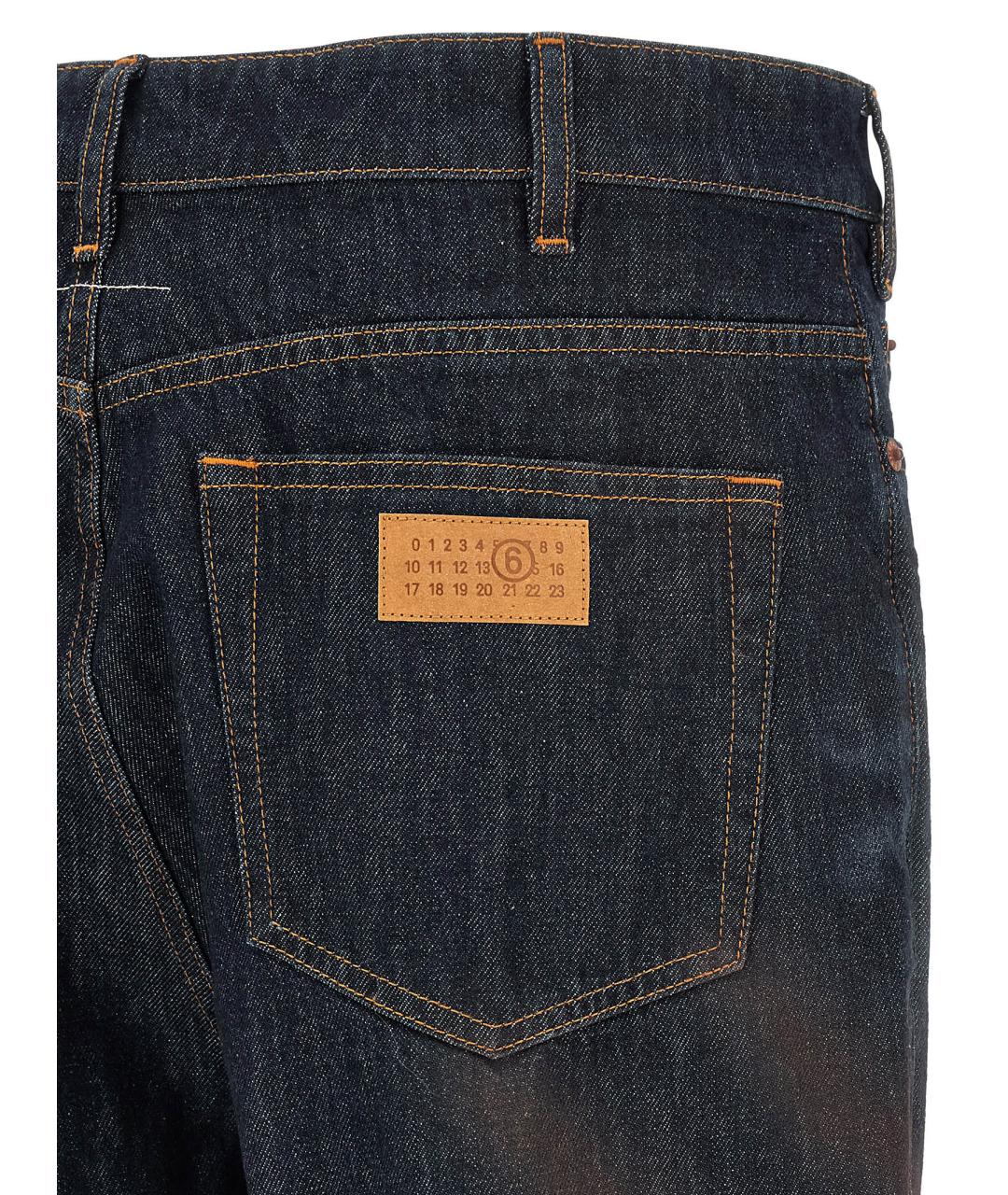 MM6 MAISON MARGIELA Синие хлопковые прямые джинсы, фото 4