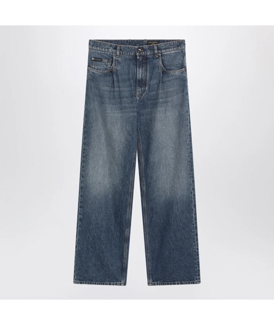 DOLCE&GABBANA Синие хлопковые прямые джинсы, фото 3