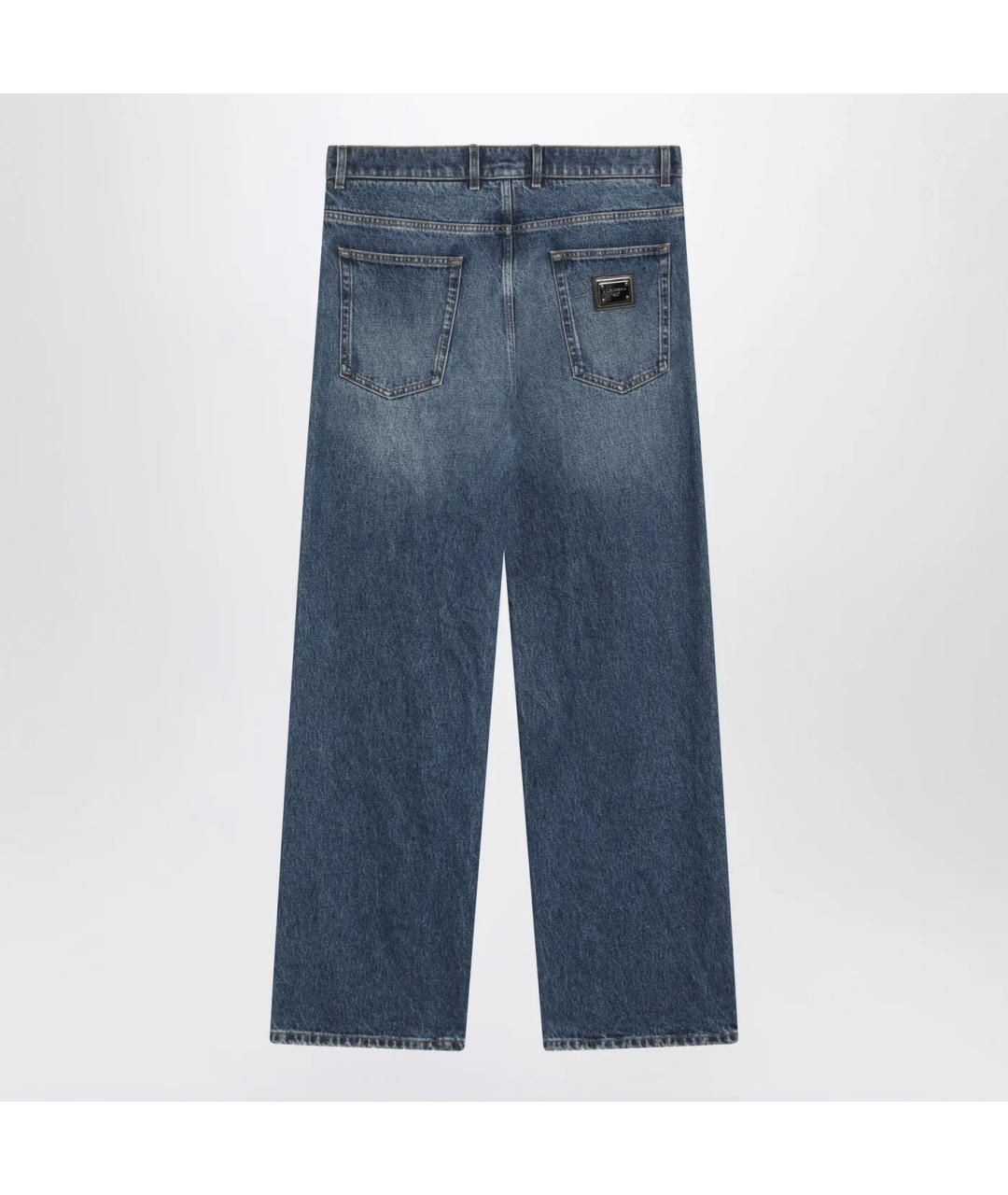 DOLCE&GABBANA Синие хлопковые прямые джинсы, фото 2