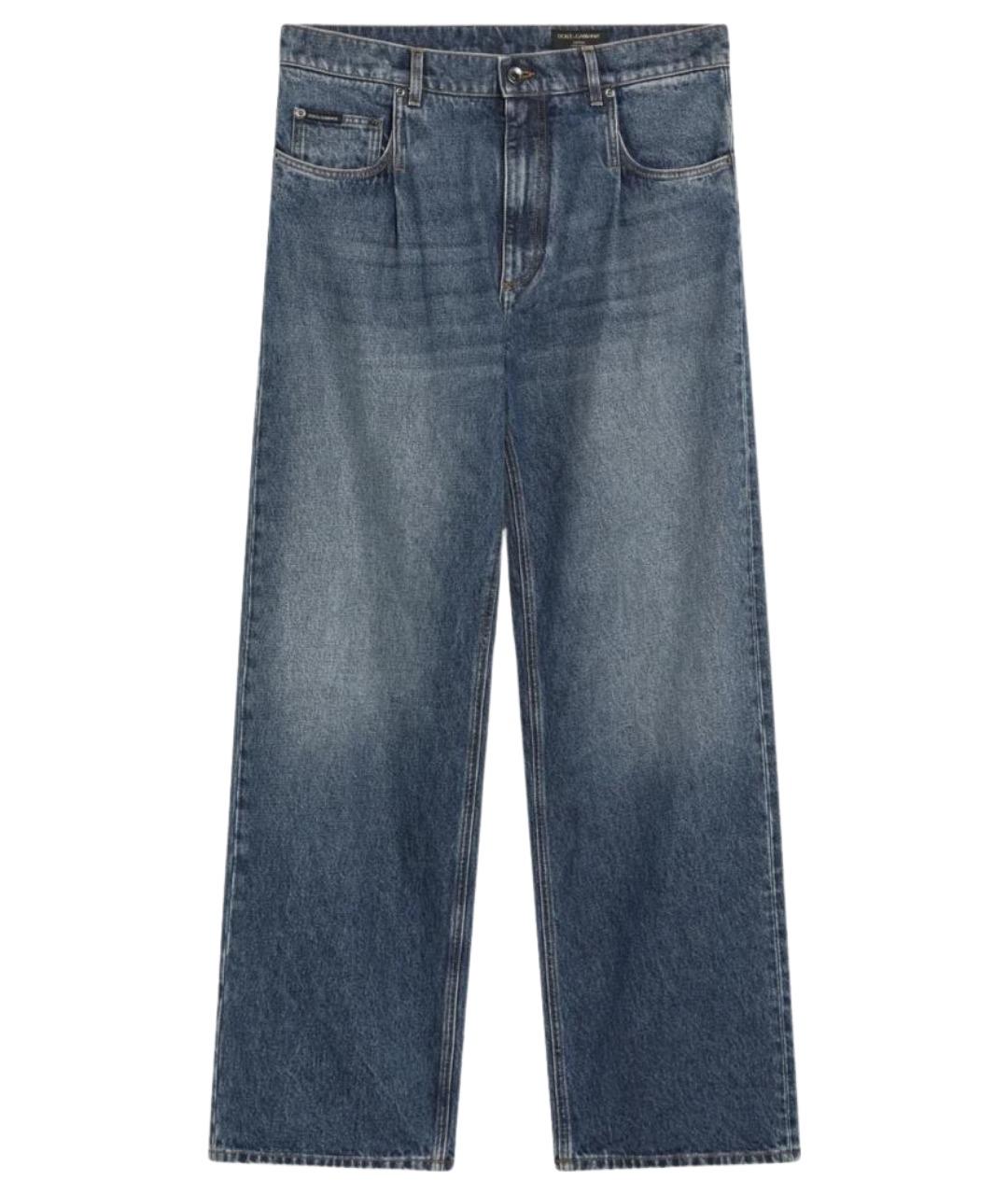 DOLCE&GABBANA Синие хлопковые прямые джинсы, фото 1