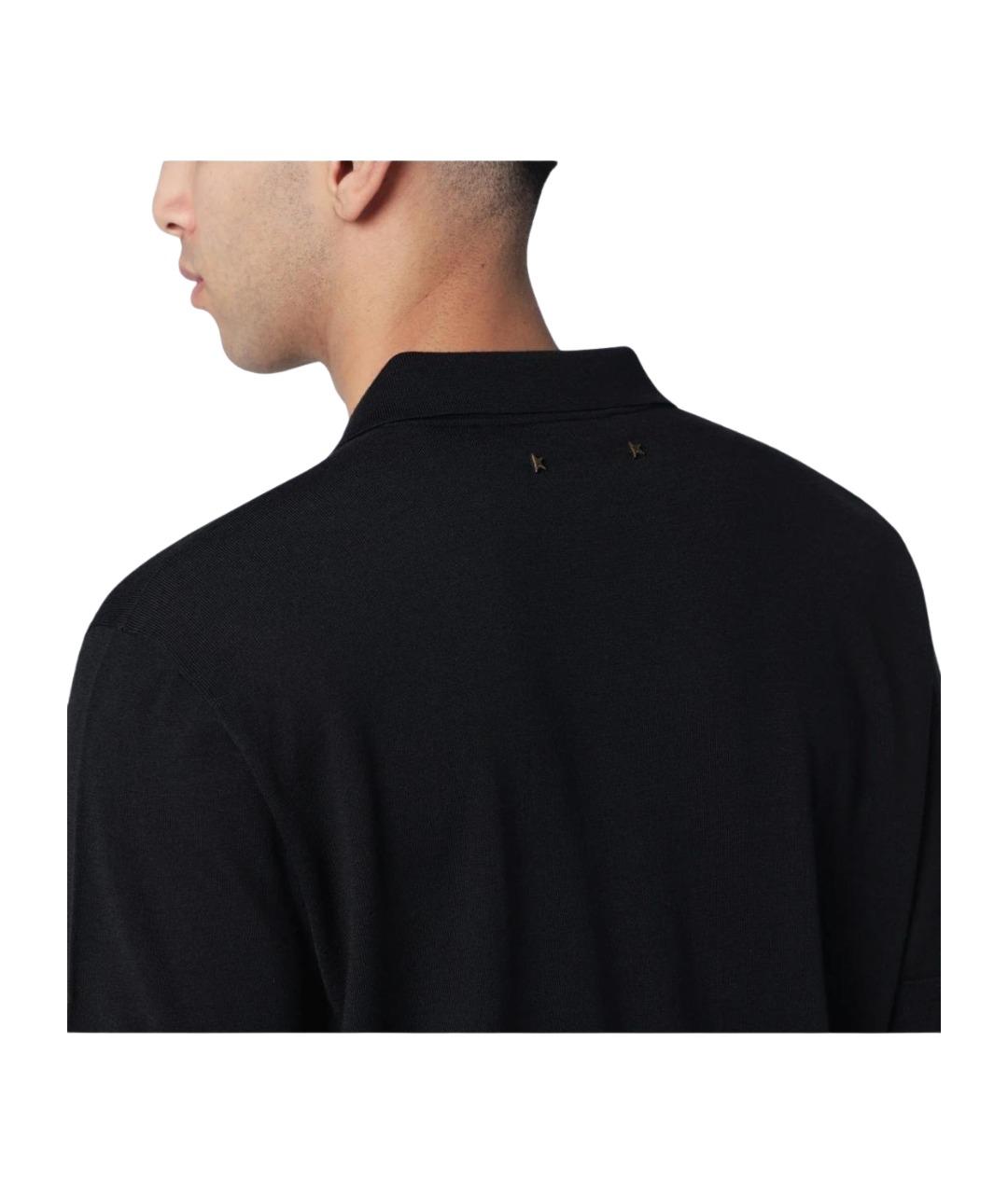 GOLDEN GOOSE DELUXE BRAND Черное хлопковое поло с коротким рукавом, фото 2