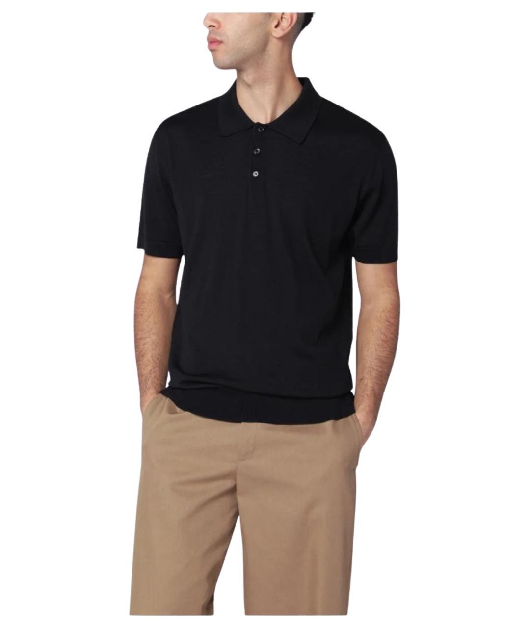 GOLDEN GOOSE DELUXE BRAND Черное хлопковое поло с коротким рукавом, фото 1