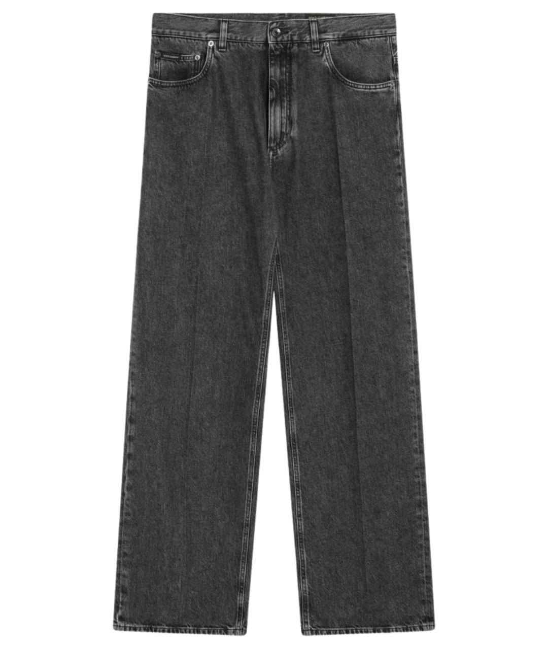 DOLCE&GABBANA Черные хлопковые прямые джинсы, фото 1