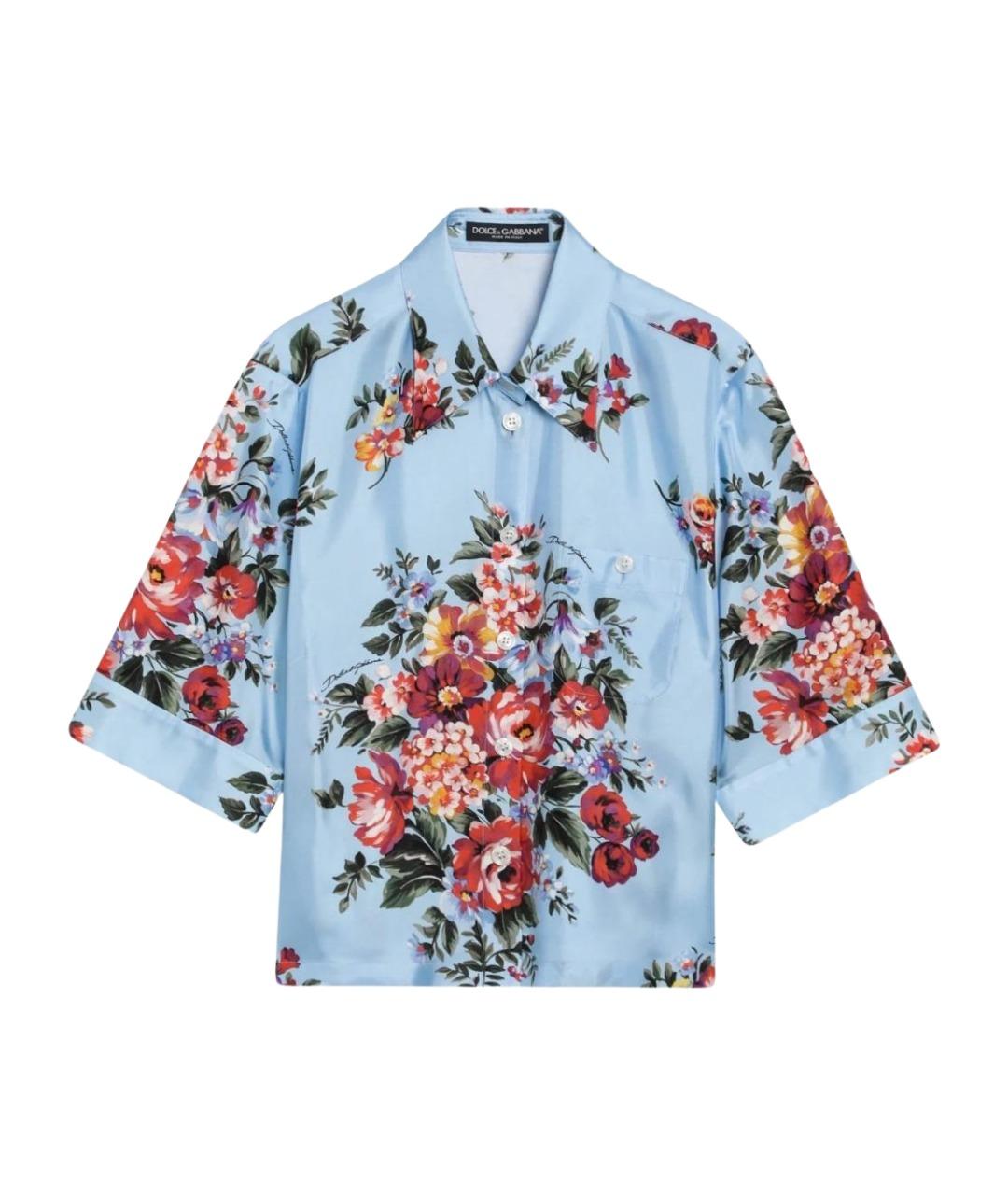 DOLCE&GABBANA Голубая шелковая рубашка, фото 1