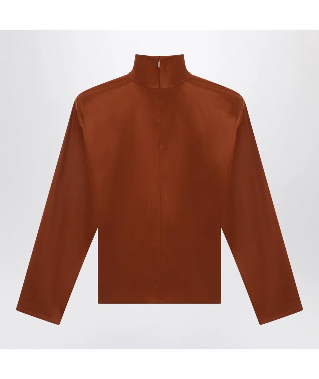 SAINT LAURENT Коричневая шелковая блузы, фото 2