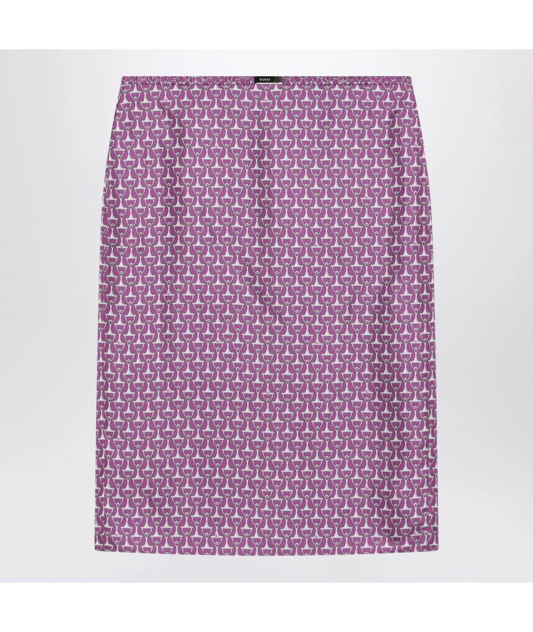 GUCCI Фиолетовая шелковая юбка миди, фото 3