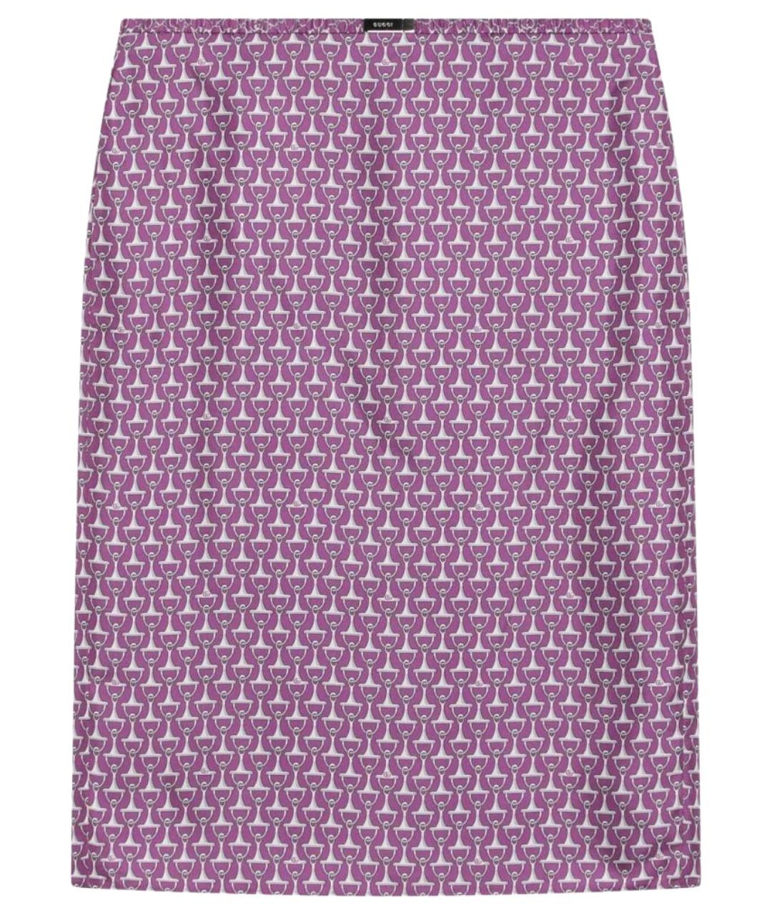 GUCCI Фиолетовая шелковая юбка миди, фото 1