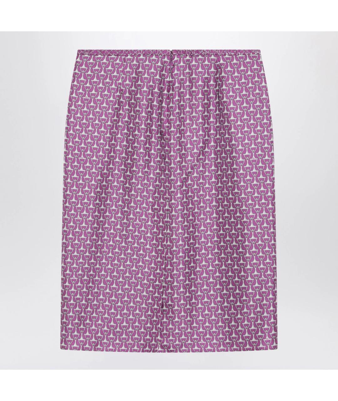 GUCCI Фиолетовая шелковая юбка миди, фото 2