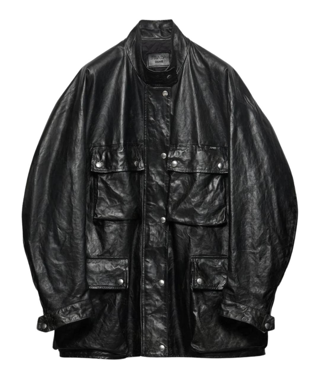 PRADA Черная кожаная куртка, фото 1