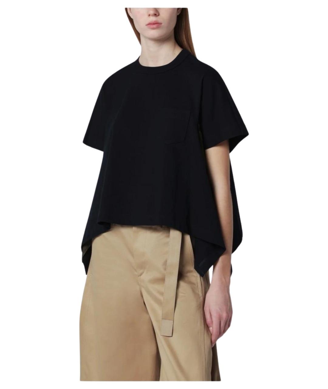 SACAI Темно-синяя хлопковая футболка, фото 1