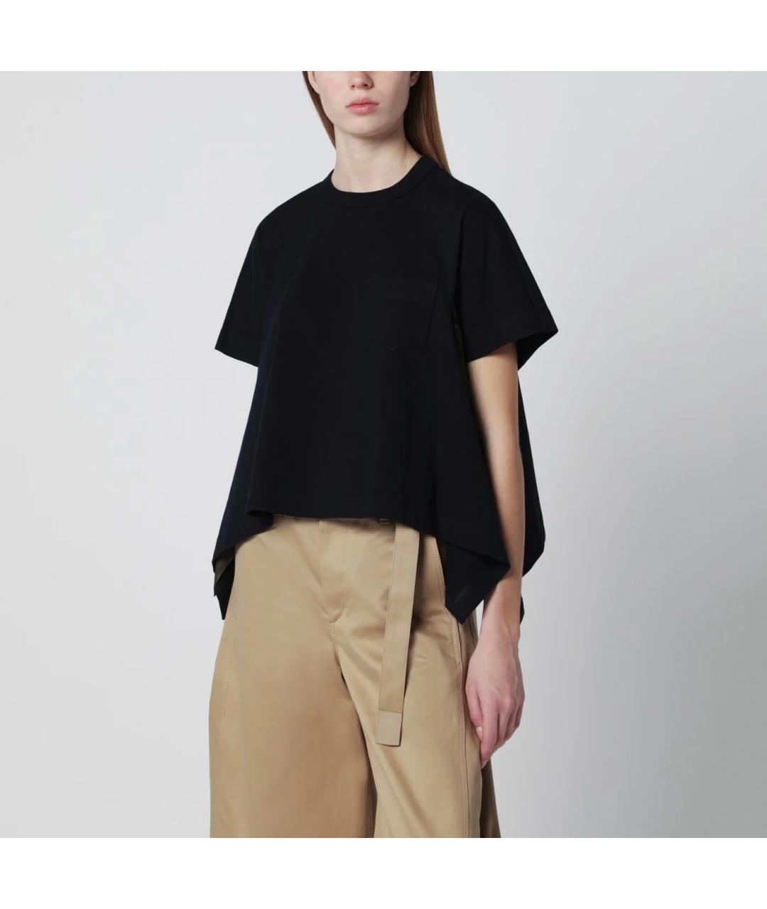 SACAI Темно-синяя хлопковая футболка, фото 3
