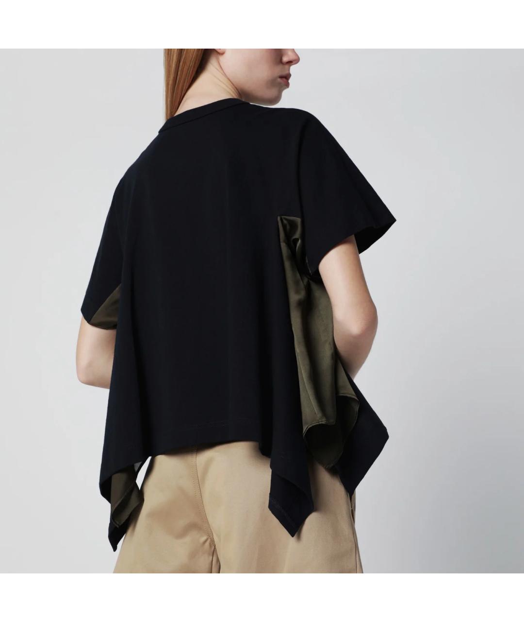 SACAI Темно-синяя хлопковая футболка, фото 2