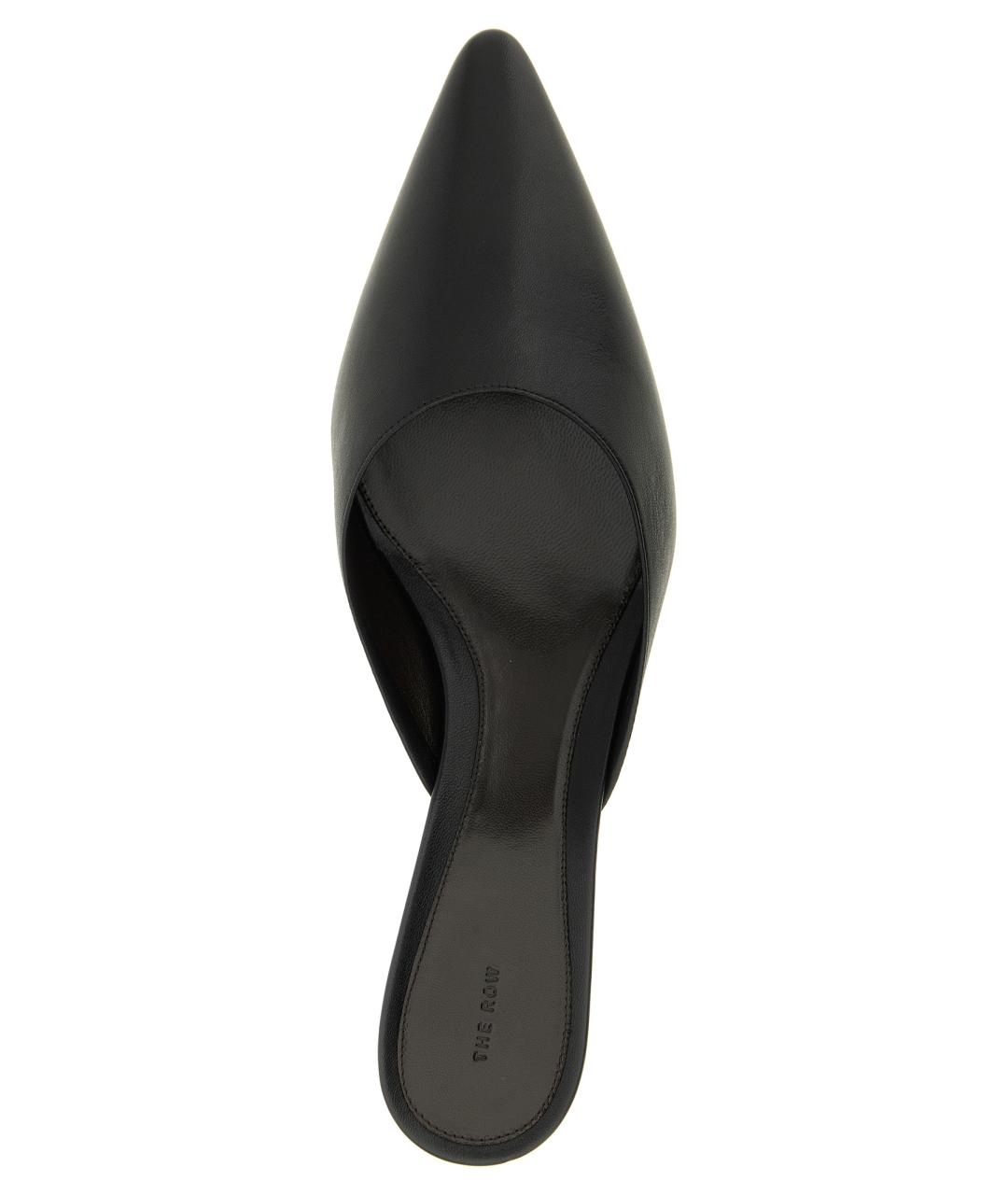 THE ROW Черные кожаные мюли, фото 4